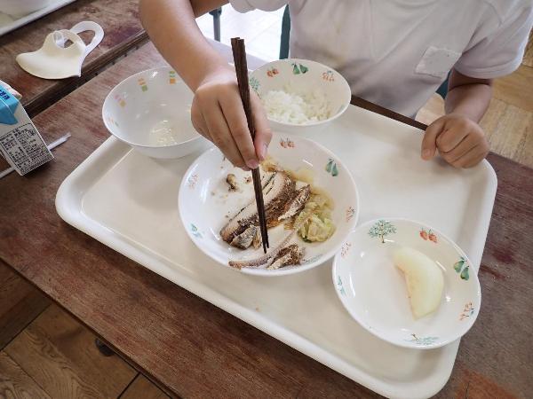 きれいに身から骨をとれた千早小吹台小学校3年生